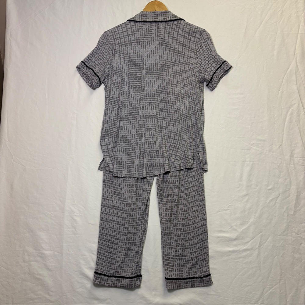 Simply Vera Vera Wang Pajama Set Women's S Gray Black Button Top Pants Rayon - Picture 5 of 8